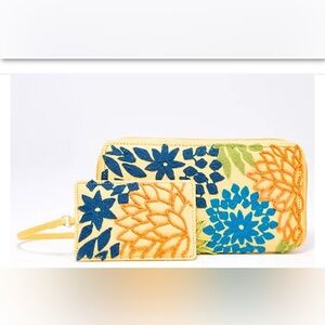 🐢 America & Beyond Embellished Zip Wallet & ID Pouch Bundle.Yellow Floral”. NWT